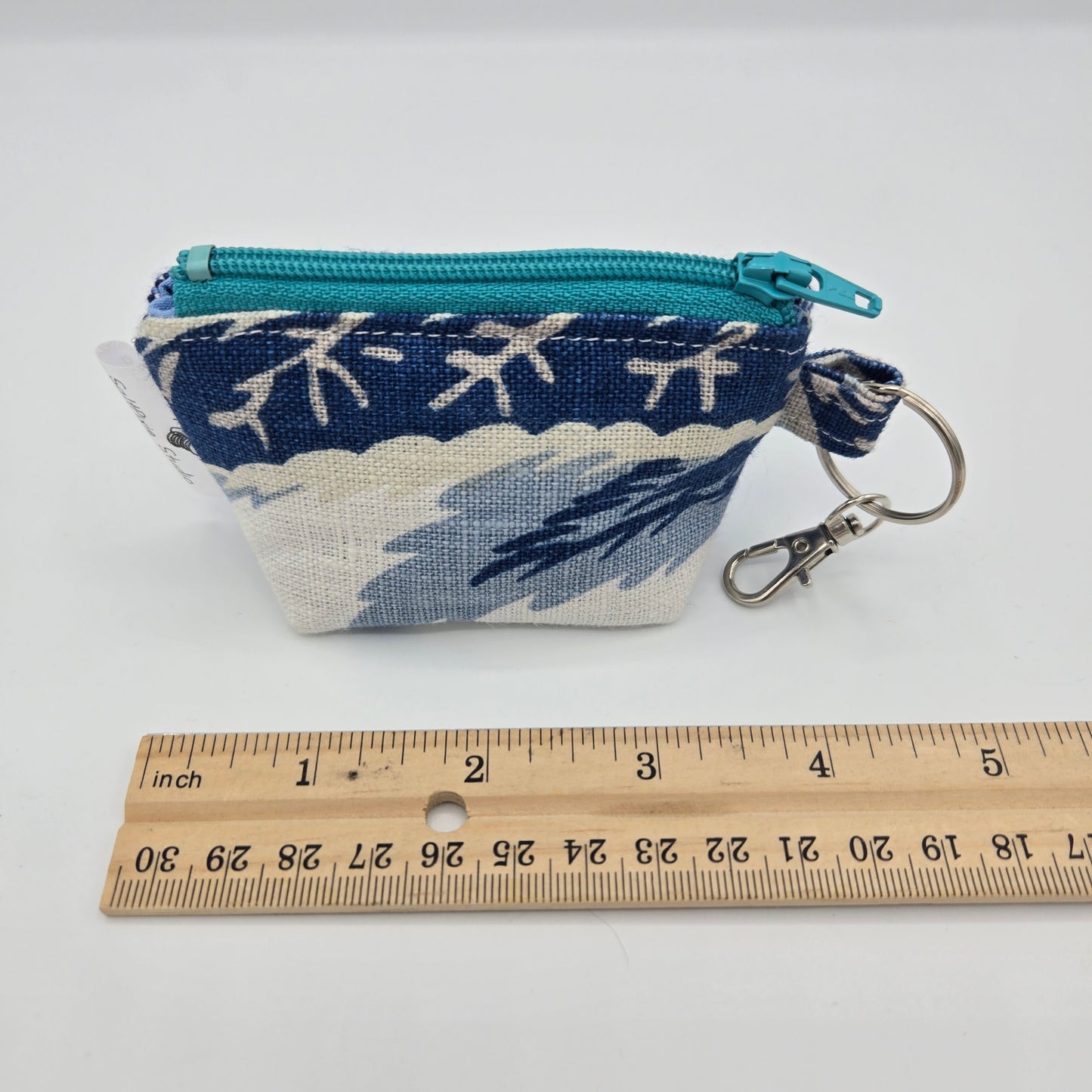 Super Tiny Mini Zip Clip Pouch | Handwoven & Linen | Seaside Tide Pools