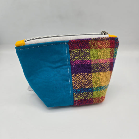 Trinket Bag | Handwoven + Cotton | Turqouise and Rainbow