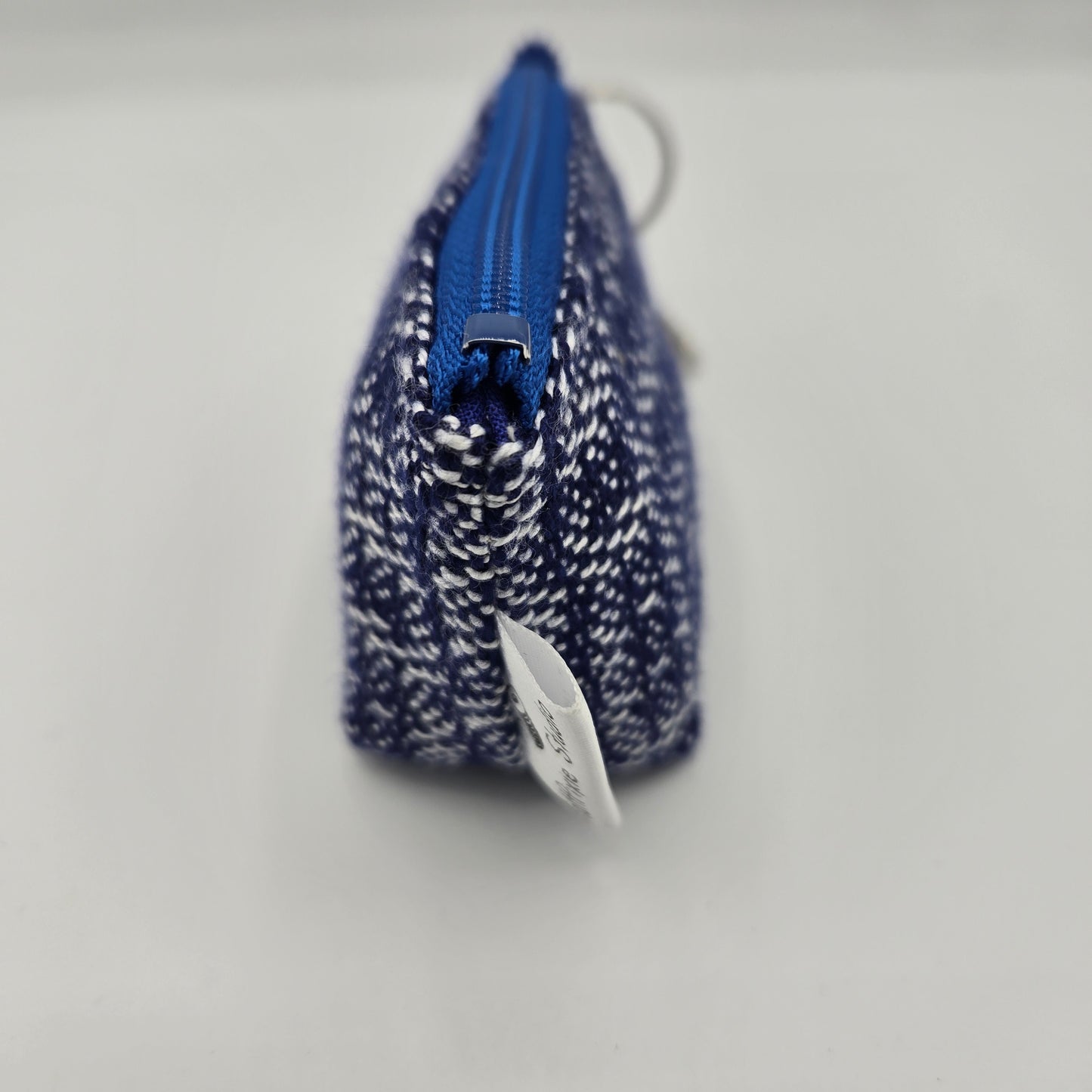 Super Tiny Mini Zip Clip Pouch | Handwoven | Navy Box Weave