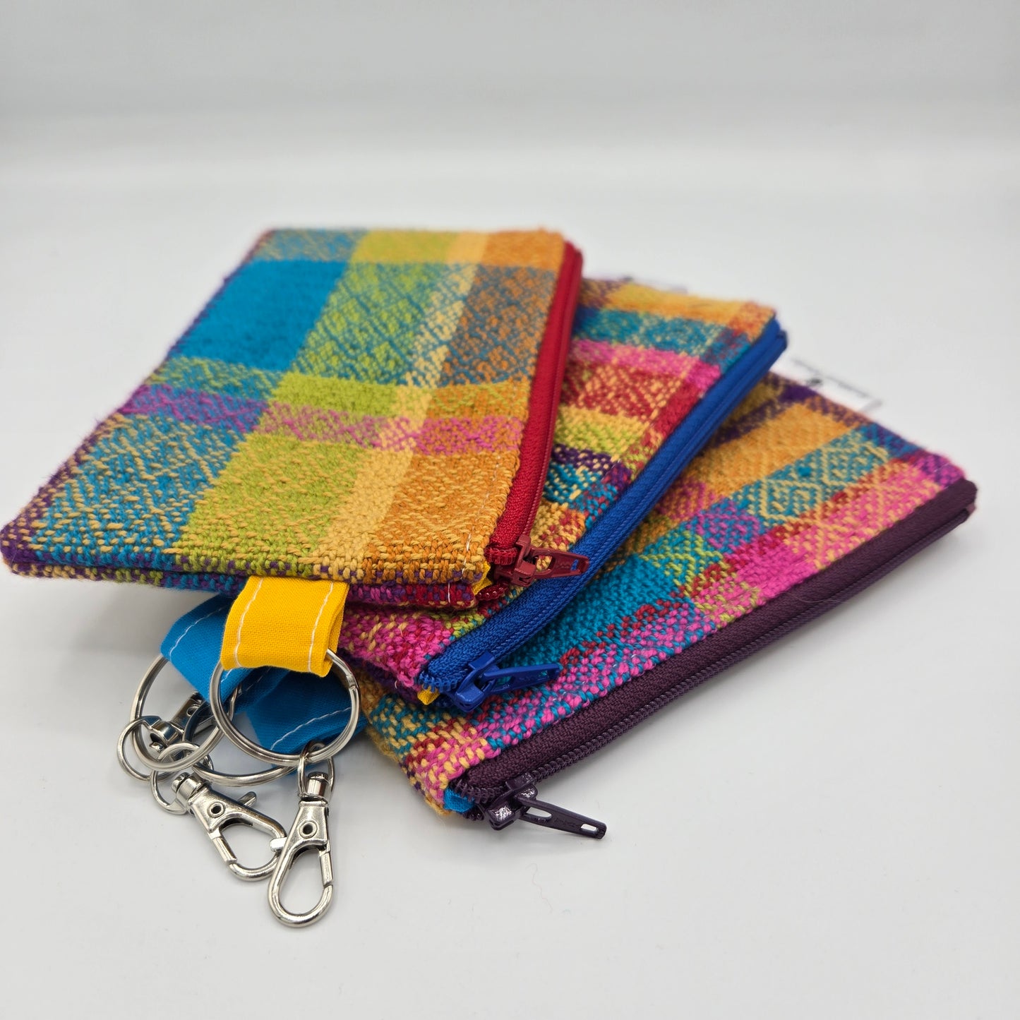 Mini Zipper Pouch | Handwoven Cotton | Rainbow Thin Stripes