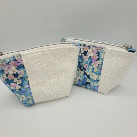 Trinket Bag | Handwoven + Cotton | White and Floral Print
