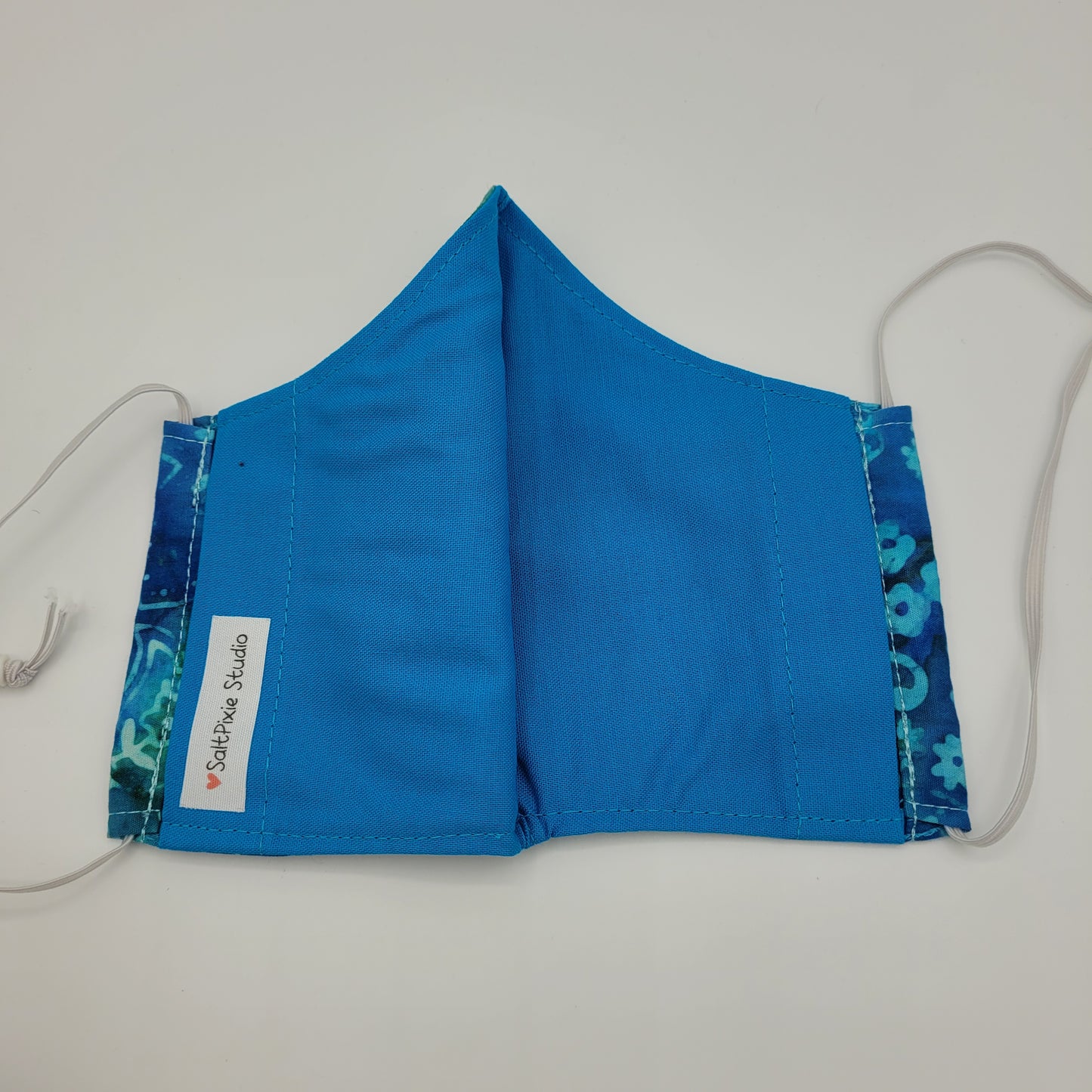 Cotton Face Mask w/ Filter Pocket | Adjustable Tie Ear Loops | Dark Teal Batik | Washable Mask