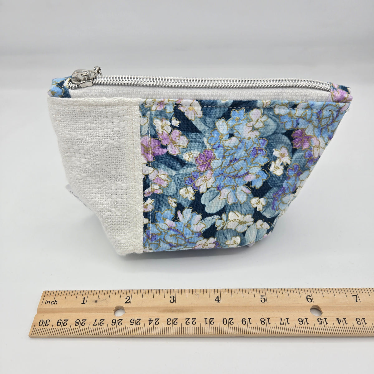 Trinket Bag | Handwoven + Cotton | White and Floral Print