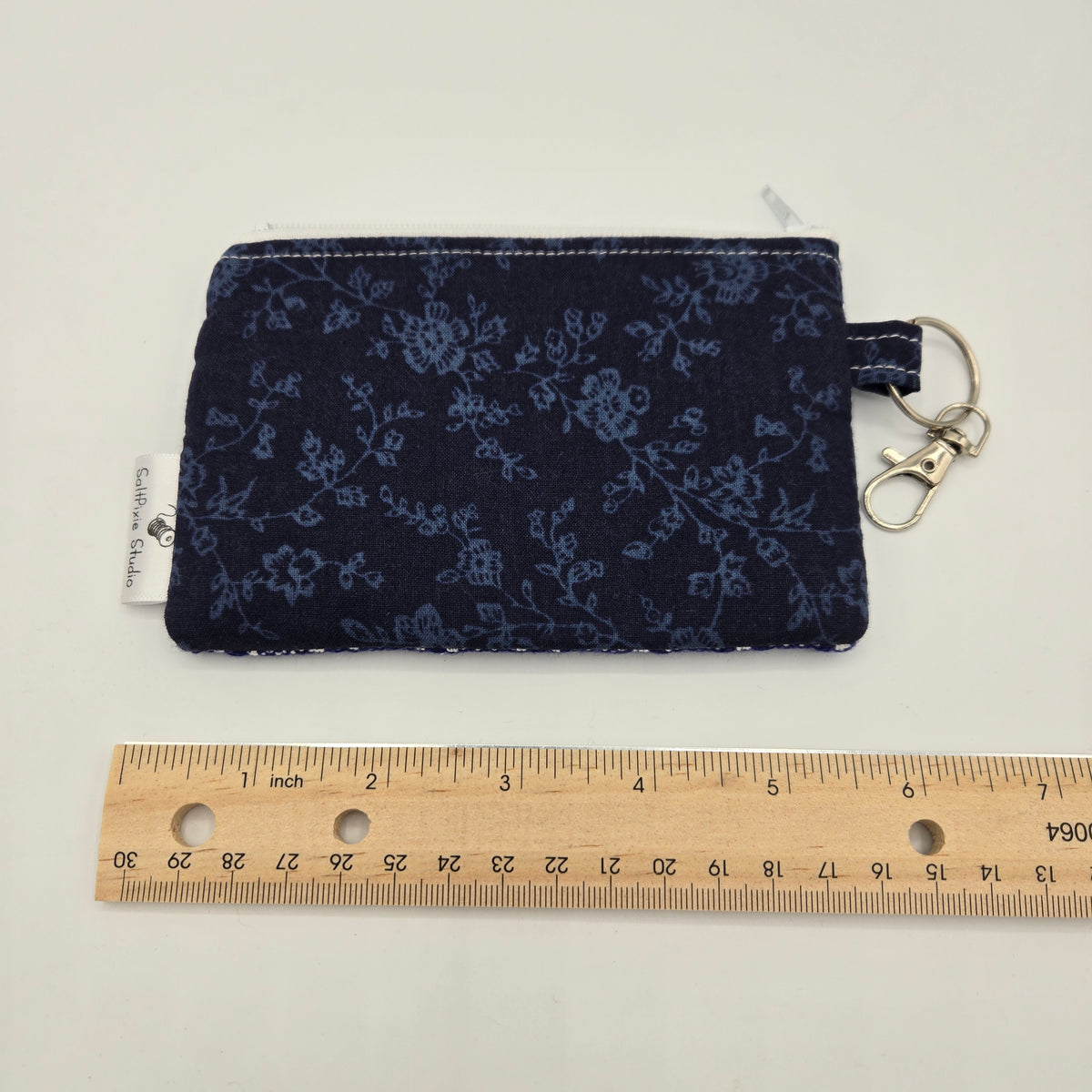 Mini Zipper Pouch | Handwoven Cotton & Tencel | Blue Gradient Stripes