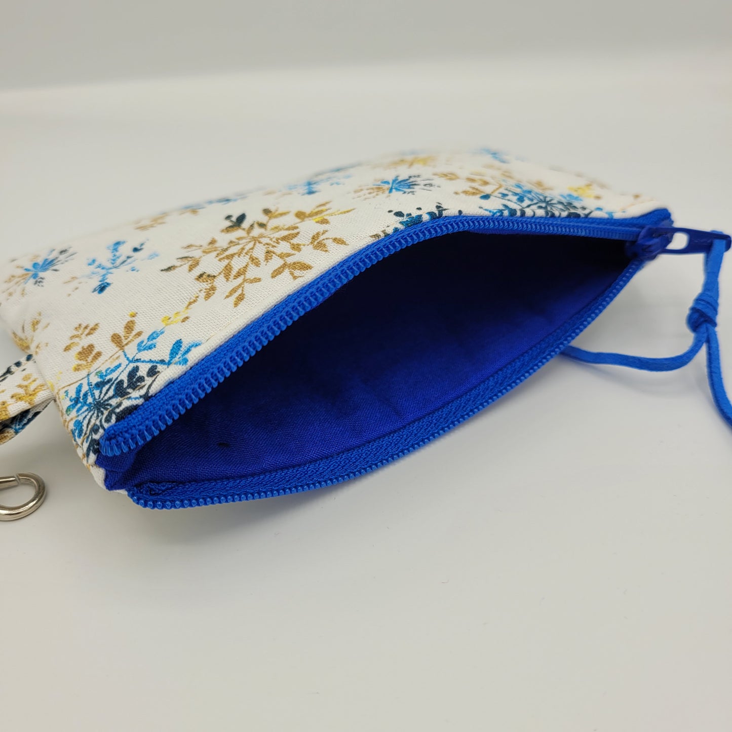 Mini Zipper Pouch | Quilter's Cotton | Blue/Gold Snowflake Print