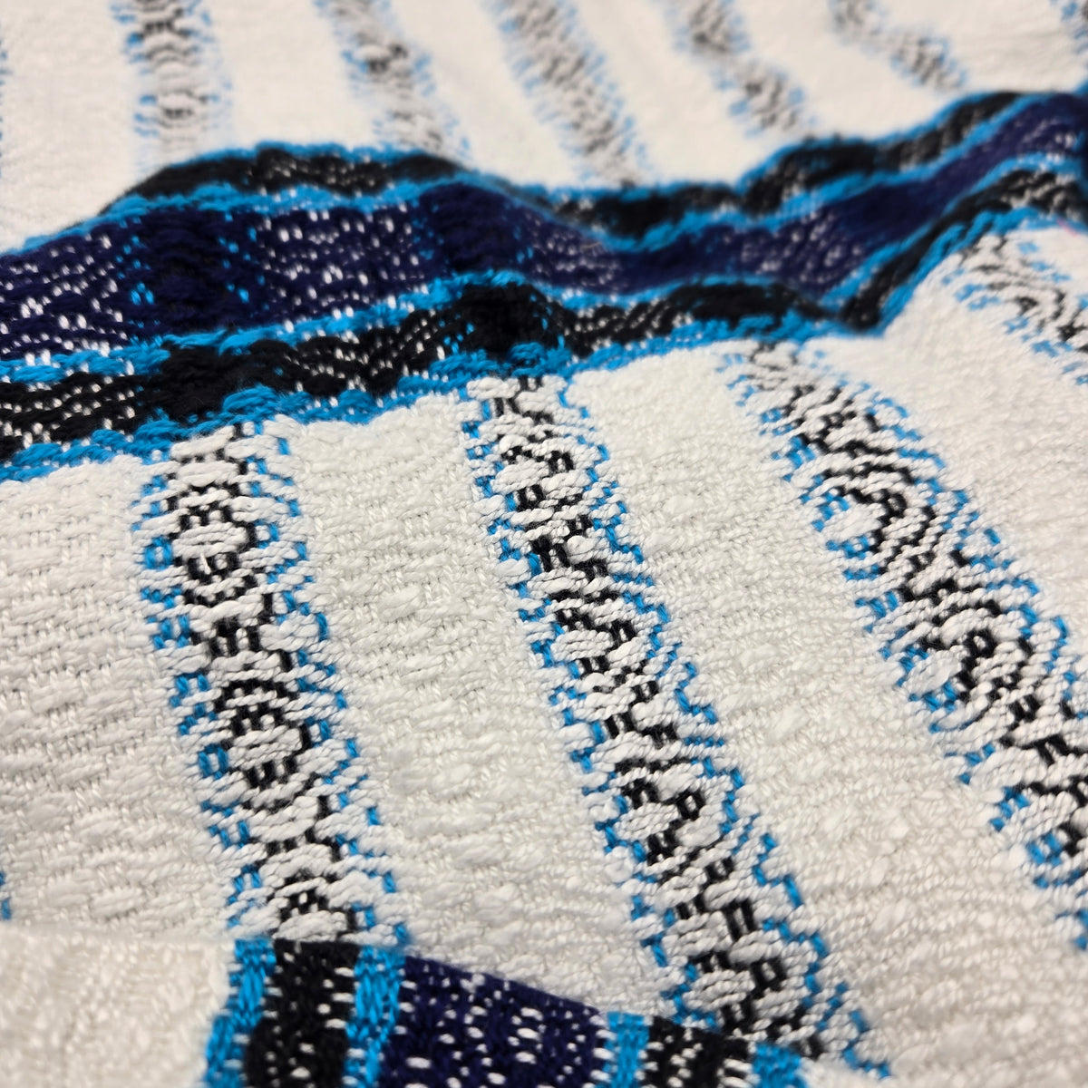 Cowl | Blue/Black/Teal Lined Stripes | Rayon & Tencel Blend | Twisted Mobius Cowl