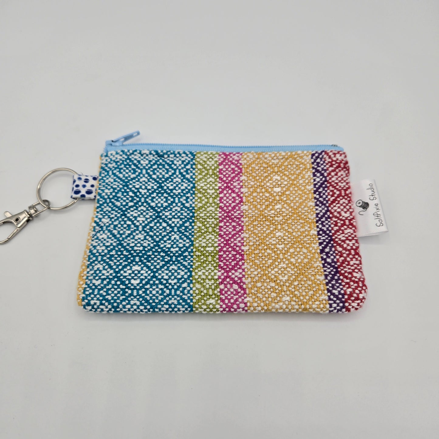 Mini Zipper Pouch | Handwoven Cotton & Tencel | Rainbow Dot Gradient