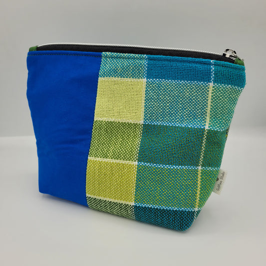 Zipper Pouch | Cecily Bag | Handwoven Greens & Blues | Medium