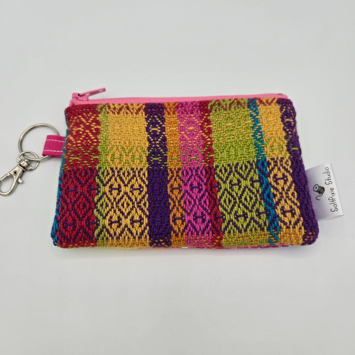 Mini Zipper Pouch | Handwoven Cotton | Rainbow Stripes