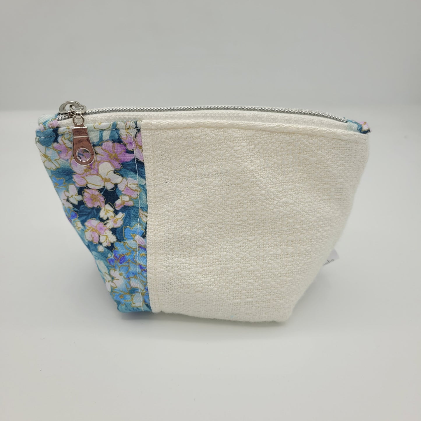 Trinket Bag | Handwoven + Cotton | White and Floral Print