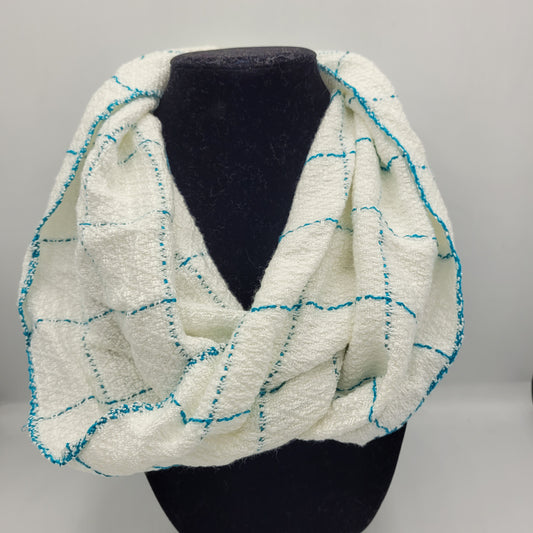 Cowl | Blue Lined Stripes | Rayon & Tencel Blend | Twisted Mobius Cowl