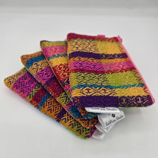 Mini Zipper Pouch | Handwoven Cotton | Rainbow Stripes