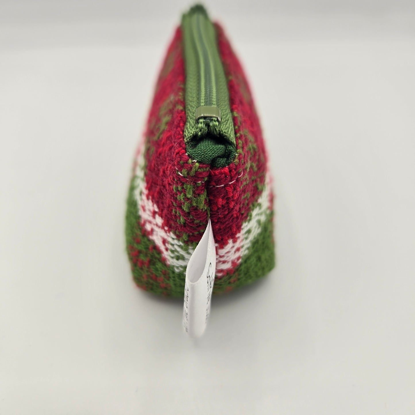 Super Tiny Mini Zip Clip Pouch | Handwoven & Cotton | Holiday Plaid