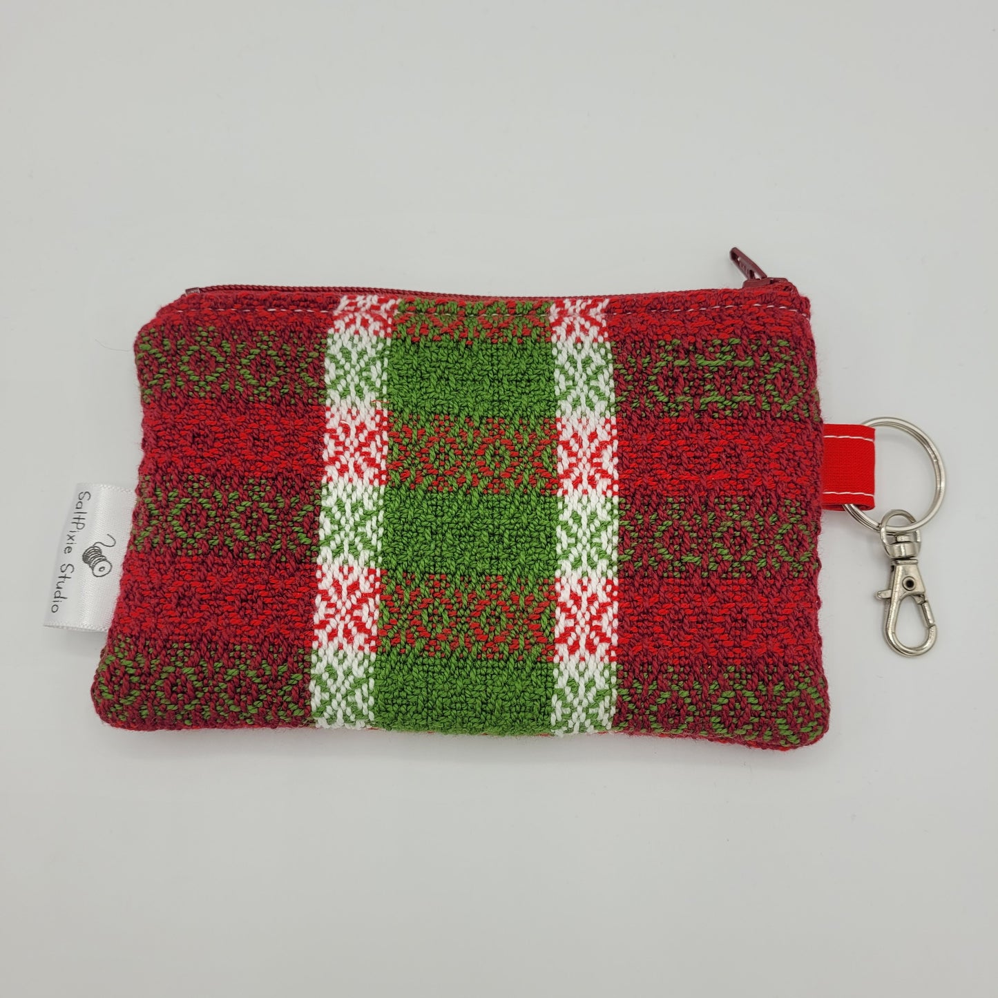 Mini Zipper Pouch | Handwoven Cotton | Holiday Stripes