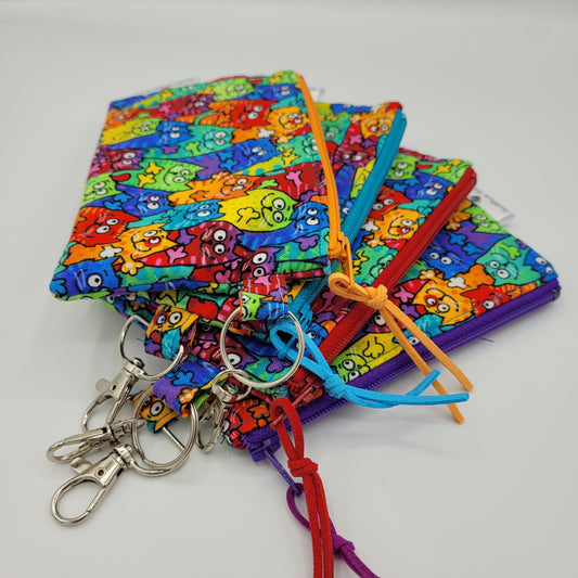 Mini Zipper Pouch | Quilter's Cotton | Cartoon Rainbow Cats