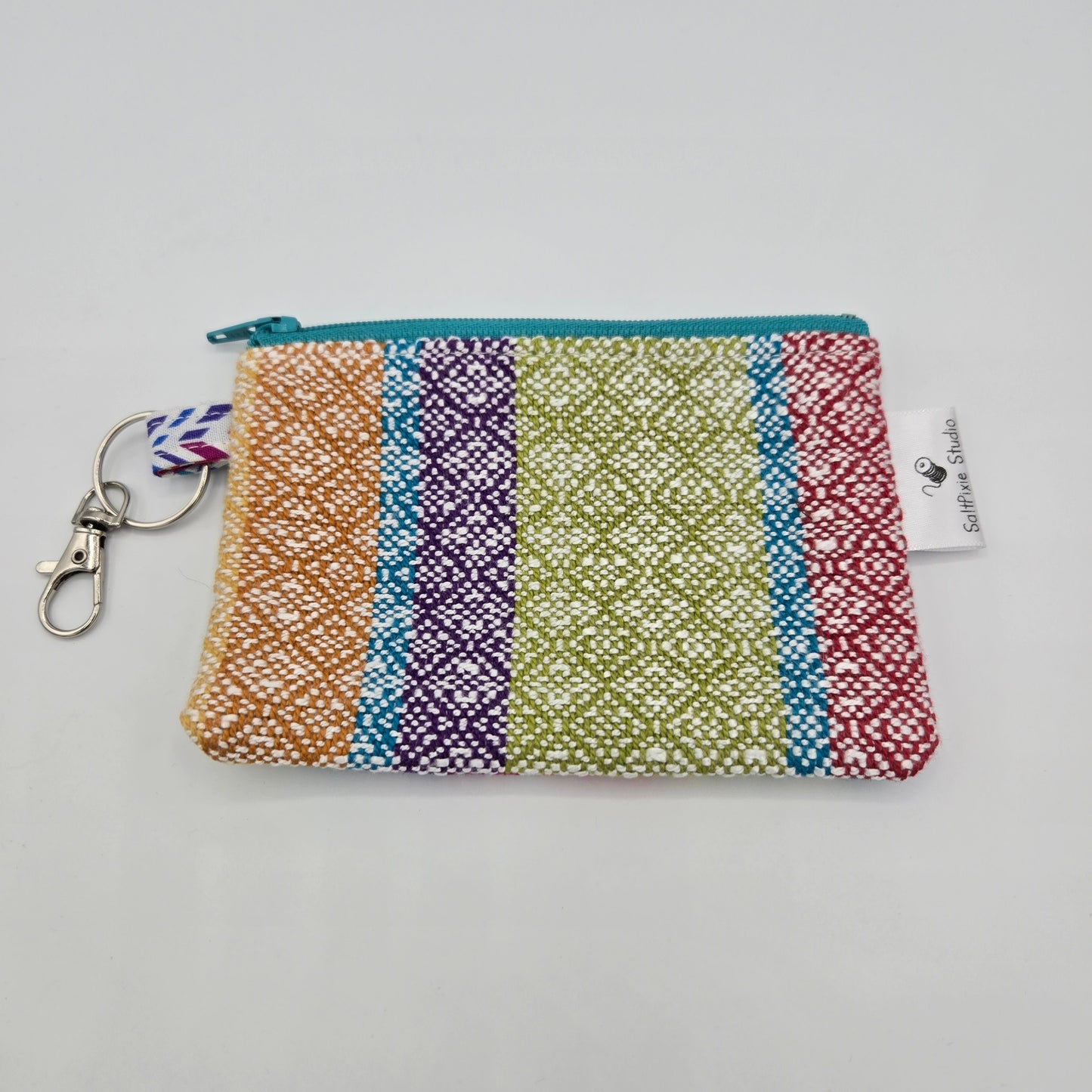 Mini Zipper Pouch | Handwoven Cotton & Tencel | Rainbow Arrows