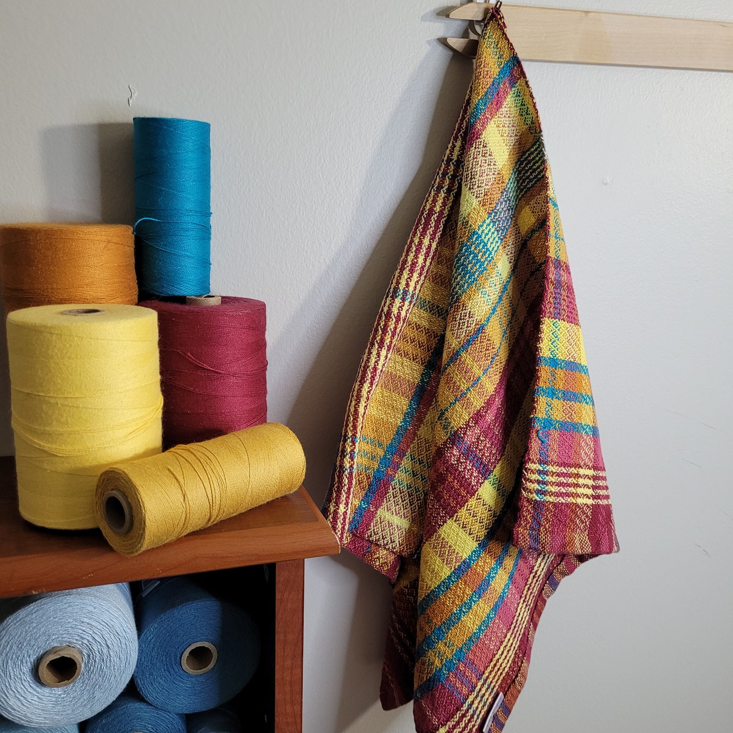 Dishtowel | Handwoven Kitchen Towel | 7 Color Stripes | Summer Sunset | Magenta