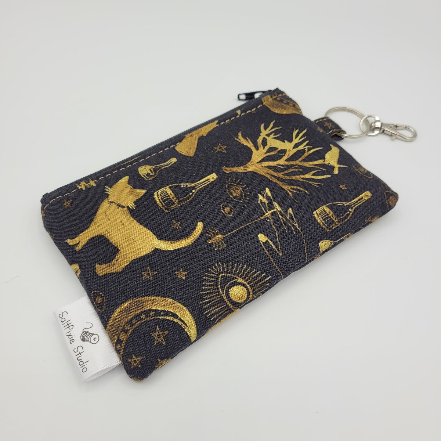 Mini Zipper Pouch | Quilter's Cotton | Witchy Gold Print