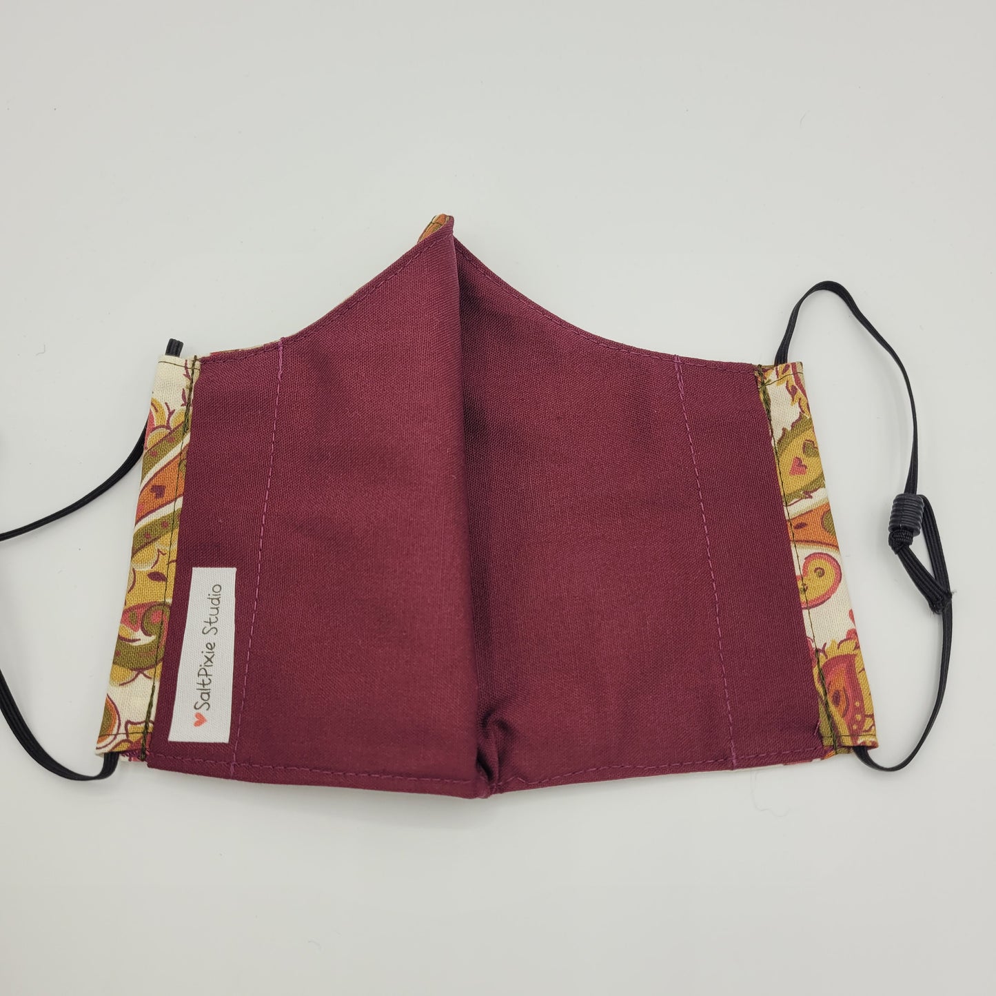 Cotton Face Mask w/ Filter Pocket | Adjustable Tie Ear Loops | Vintage Paisley | Washable Mask