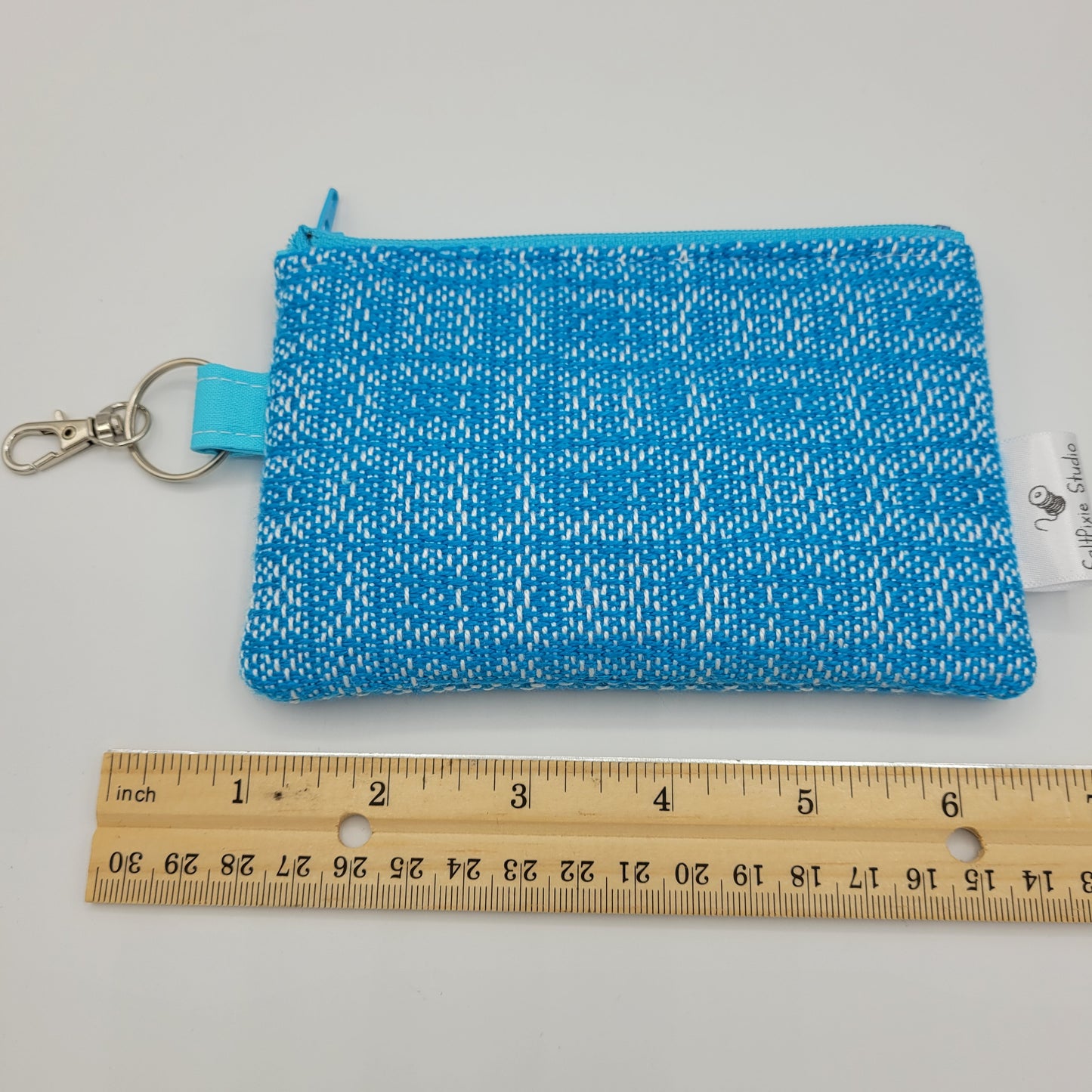 Mini Zipper Pouch | Handwoven Cotton & Tencel | Turquoise Boxes