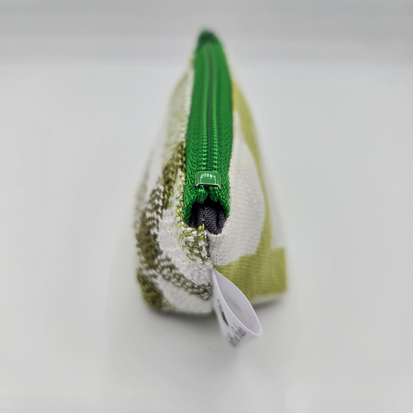 Super Tiny Mini Zip Clip Pouch | Handwoven & Linen | Olive and Lime Stripes