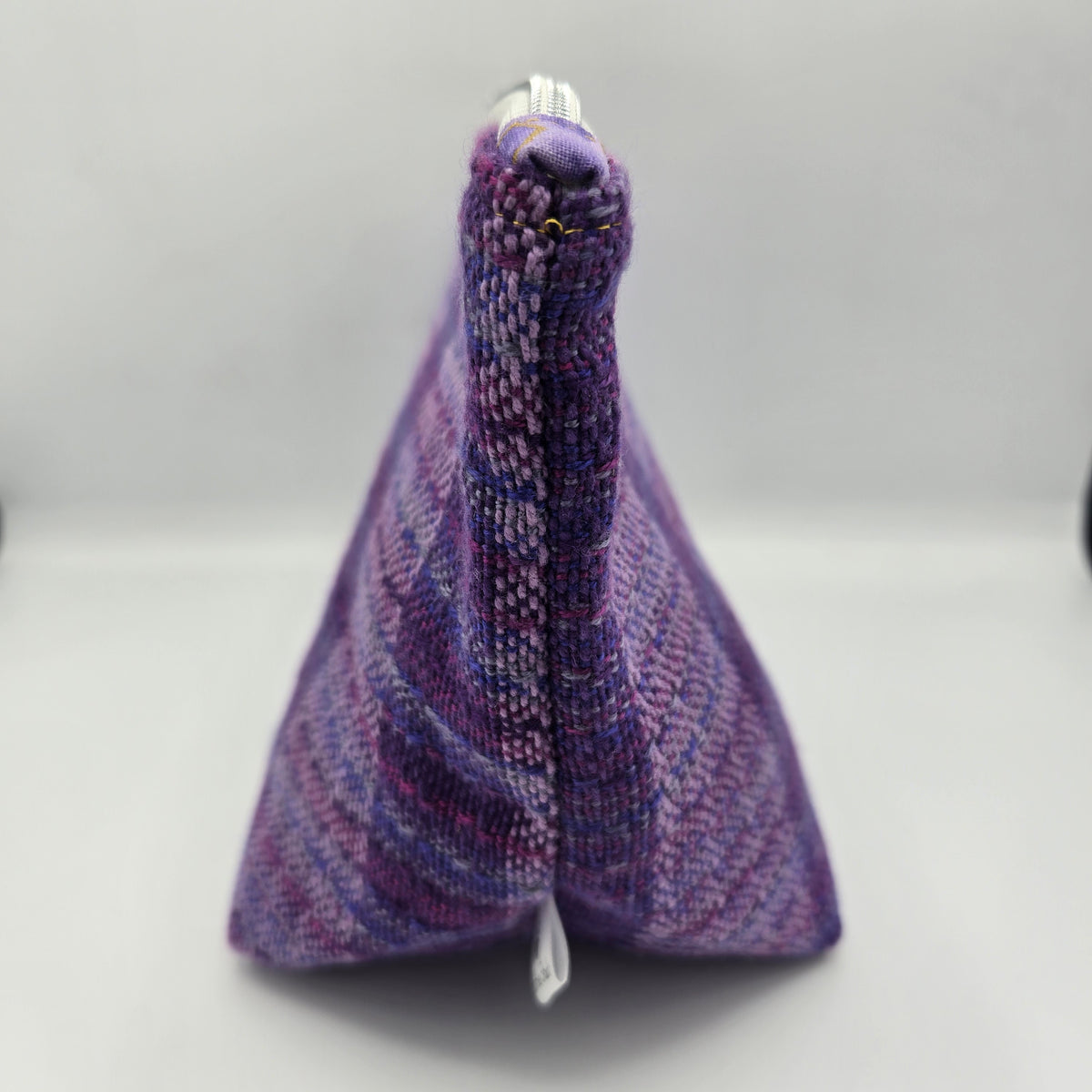 Zipper Pouch | Handwoven + Cotton | Purple & Gold Hexagons | Large