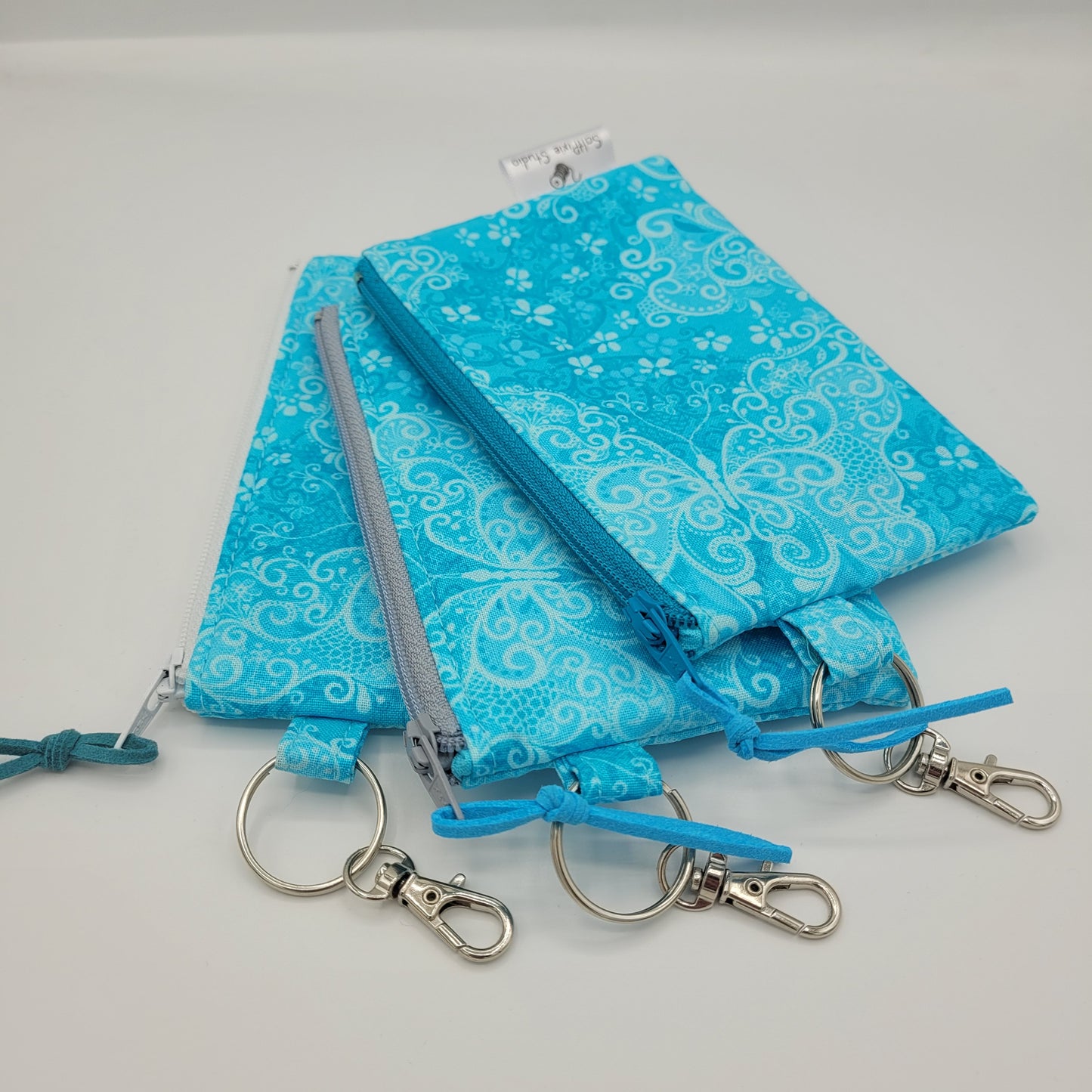 Mini Zipper Pouch | Quilter's Cotton | Turquoise Butterflies