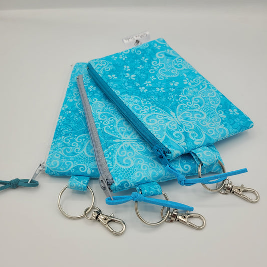 Mini Zipper Pouch | Quilter's Cotton | Turquoise Butterflies