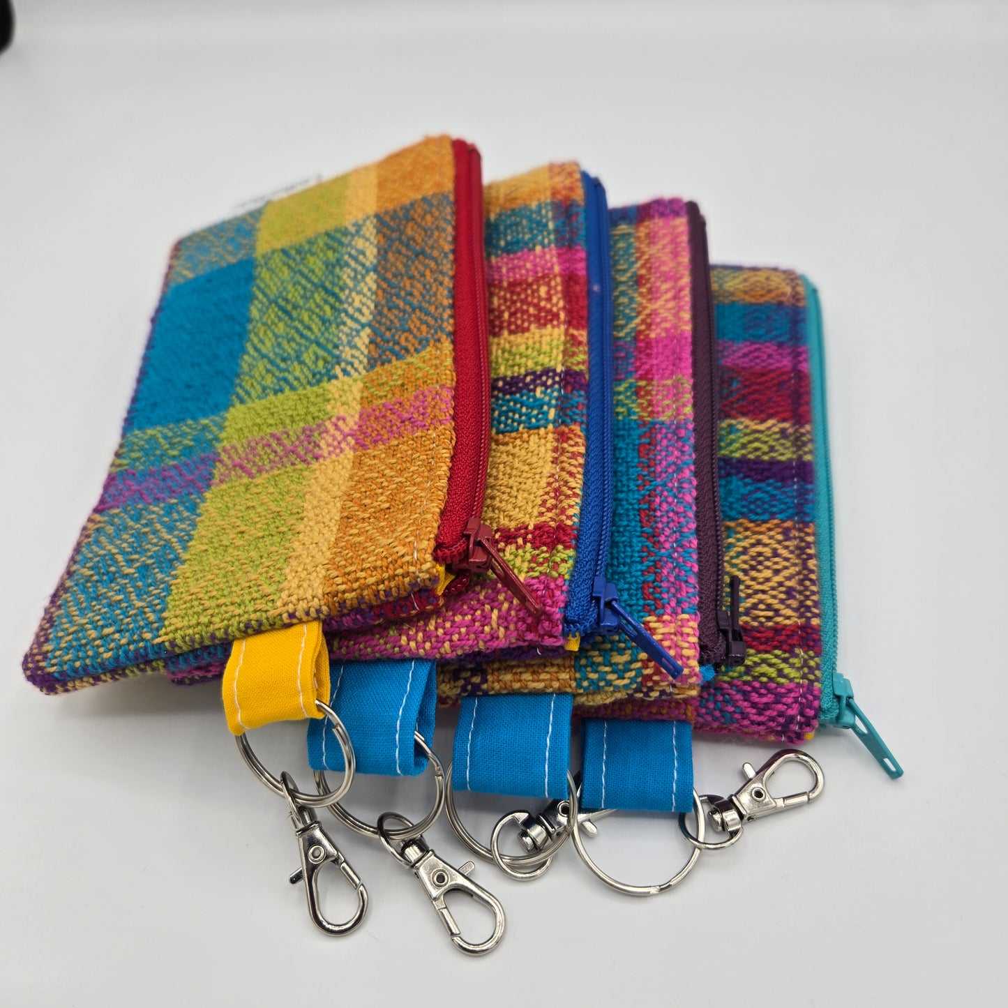 Mini Zipper Pouch | Handwoven Cotton | Rainbow Thin Stripes