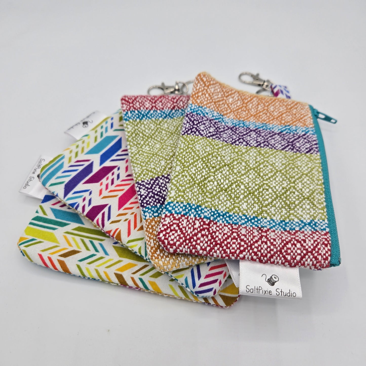 Mini Zipper Pouch | Handwoven Cotton & Tencel | Rainbow Arrows
