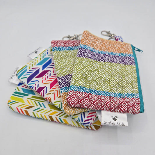 Mini Zipper Pouch | Handwoven Cotton & Tencel | Rainbow Arrows
