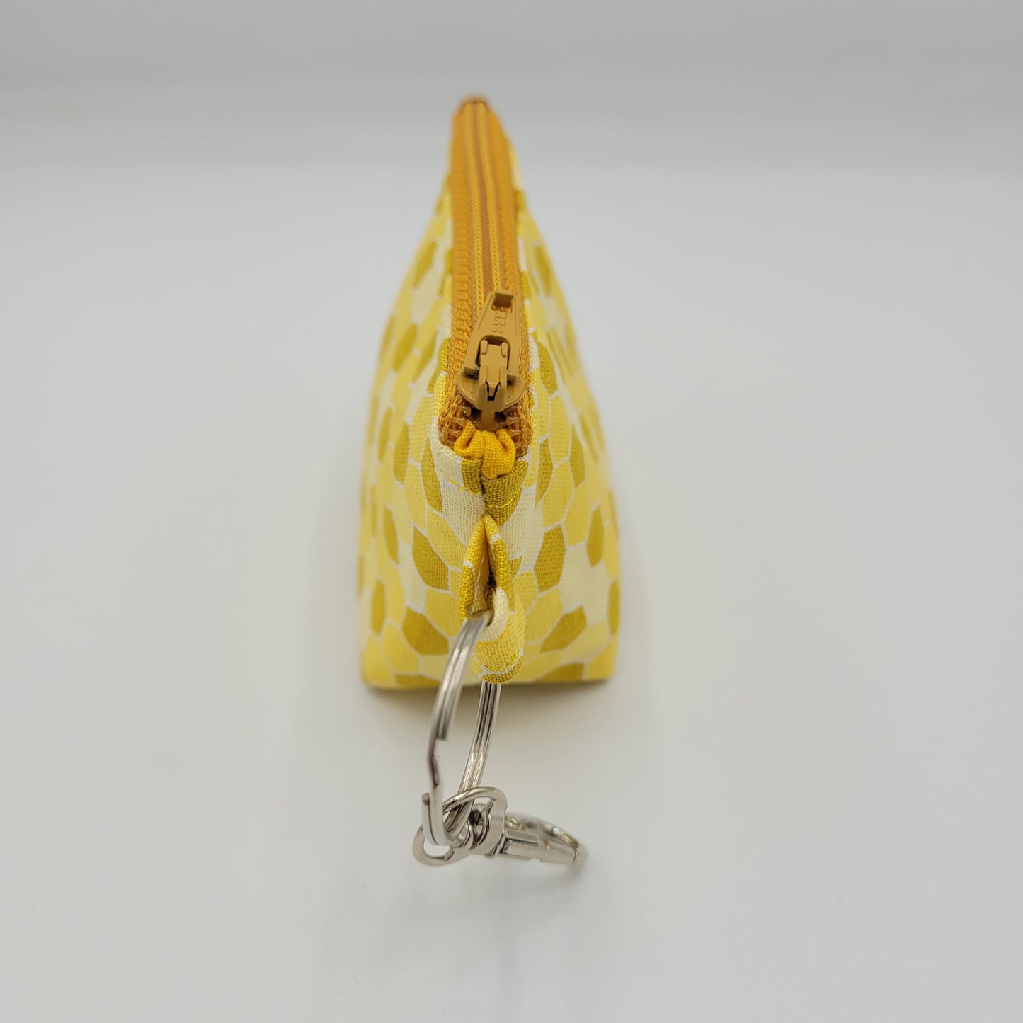Super Tiny Mini Zip Clip Pouch | Cotton | Gold Honeycomb