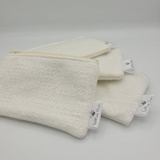 Mini Zipper Pouch | Handwoven Rayon | Snowfall
