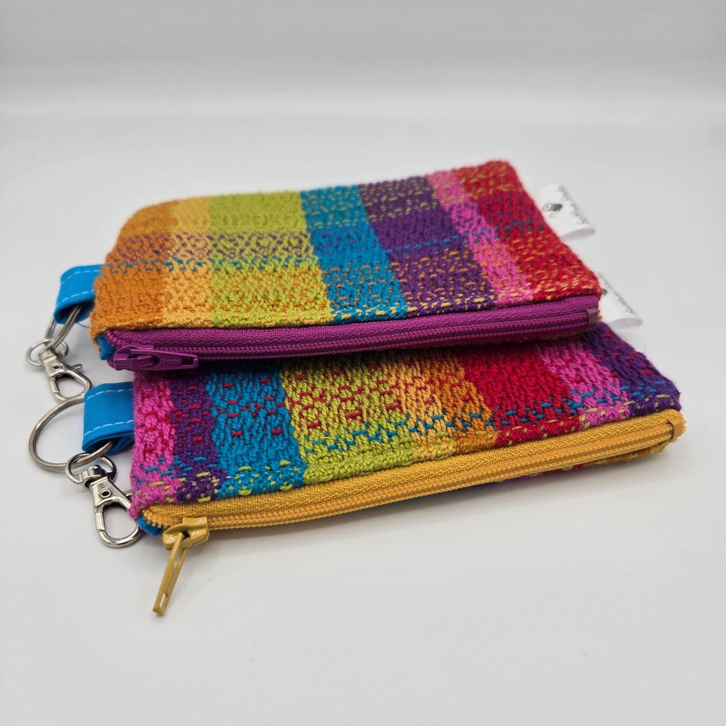 Mini Zipper Pouch | Handwoven & Cotton | Rainbow Bulky Stripes