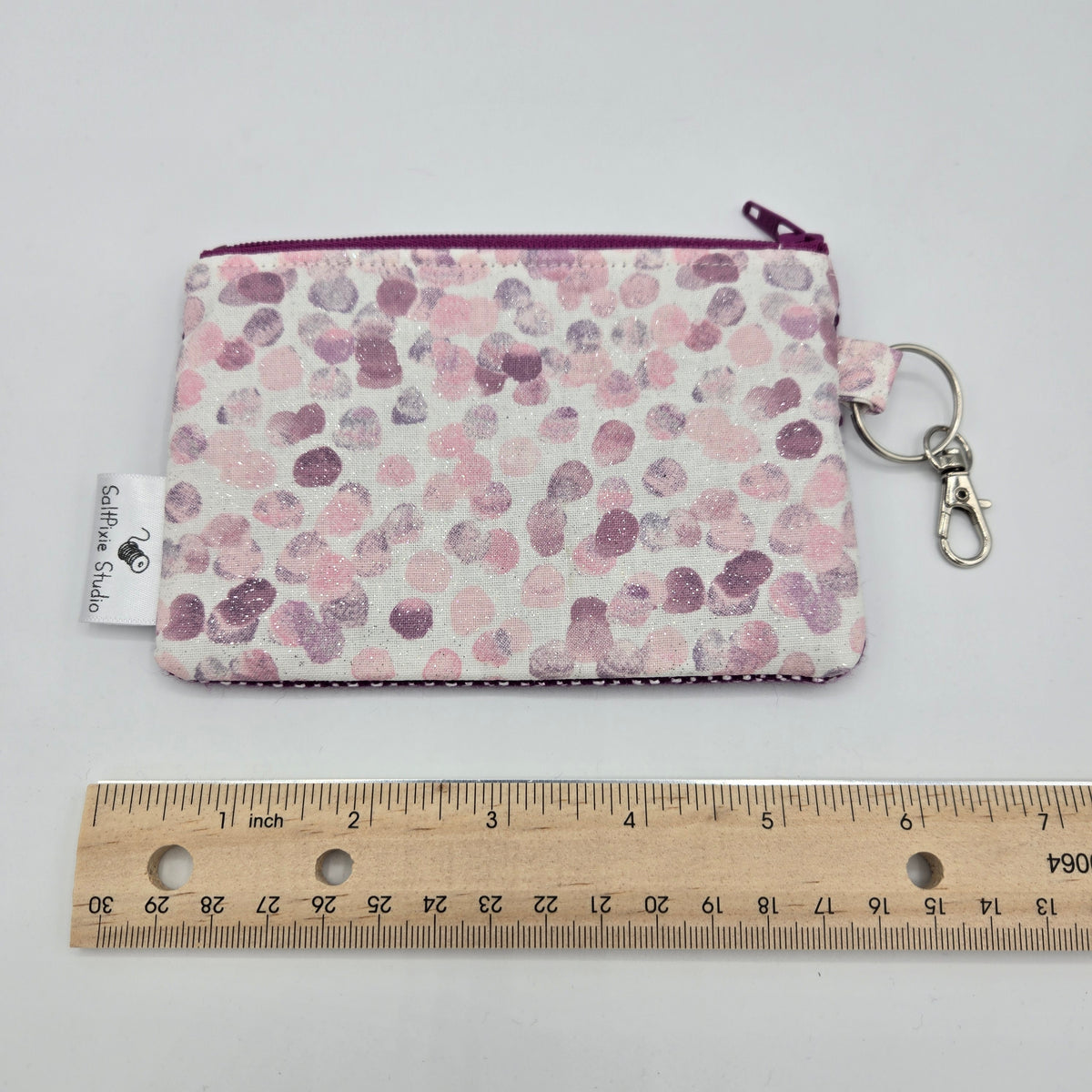 Mini Zipper Pouch | Handwoven Cotton & Tencel | Magenta Diamonds