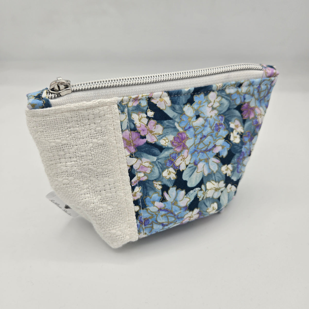 Trinket Bag | Handwoven + Cotton | White and Floral Print