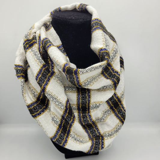 Cowl | Blue/Gold/Black Stripes | Rayon & Tencel Blend | Twisted Mobius Cowl